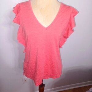 Barely Sleeve-V Neck Tee- W Sz Medium